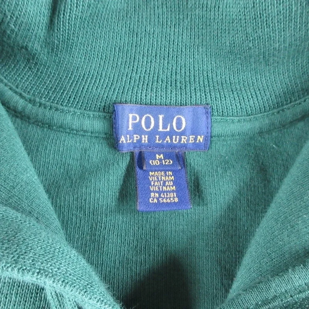 Polo Ralph Lauren Sweater Youth M Green 1/4 Zip Pullover Mock Neck Preppy Boys